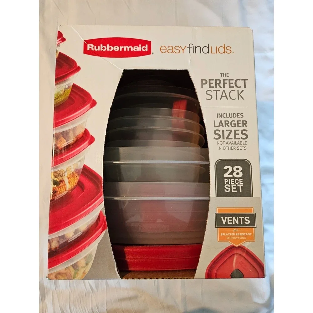 Rubbermaid Perfect Stackable 28 Pcs Set Vents BPA Space Saver Organize Meal Prep